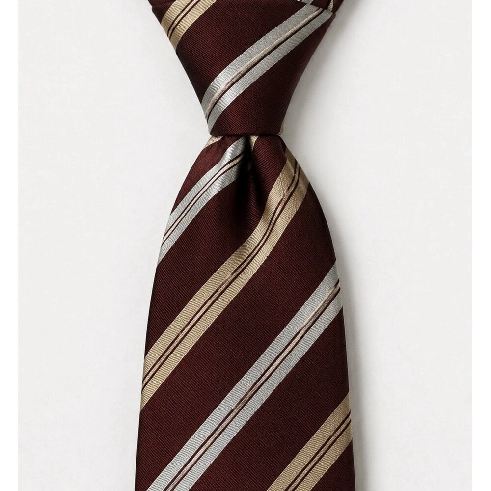 Hugo Boss Silk Tie Burgundy Striped Classic Designer Neckwear Made in Italy VTG